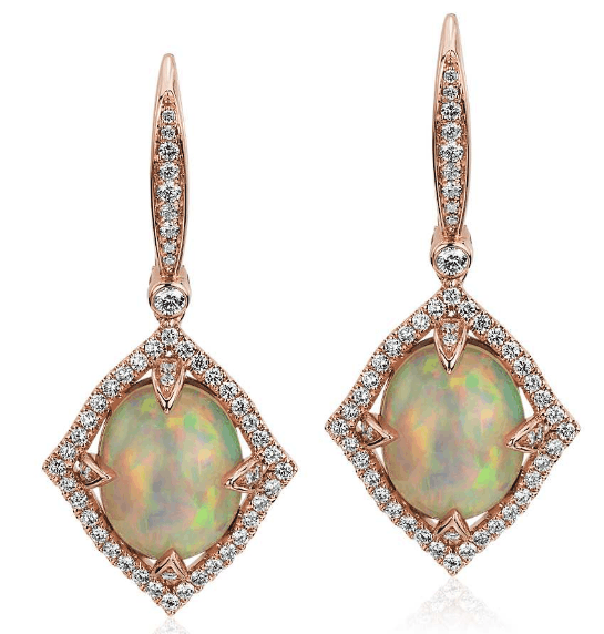 Oval Cabochon Opal Drop Earrings