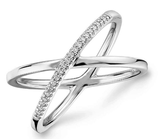Pavé Diamond Crossover Fashion Ring for Push Present