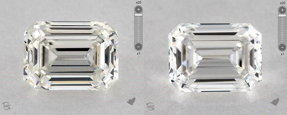 D-I color emerald cut diamonds comparison