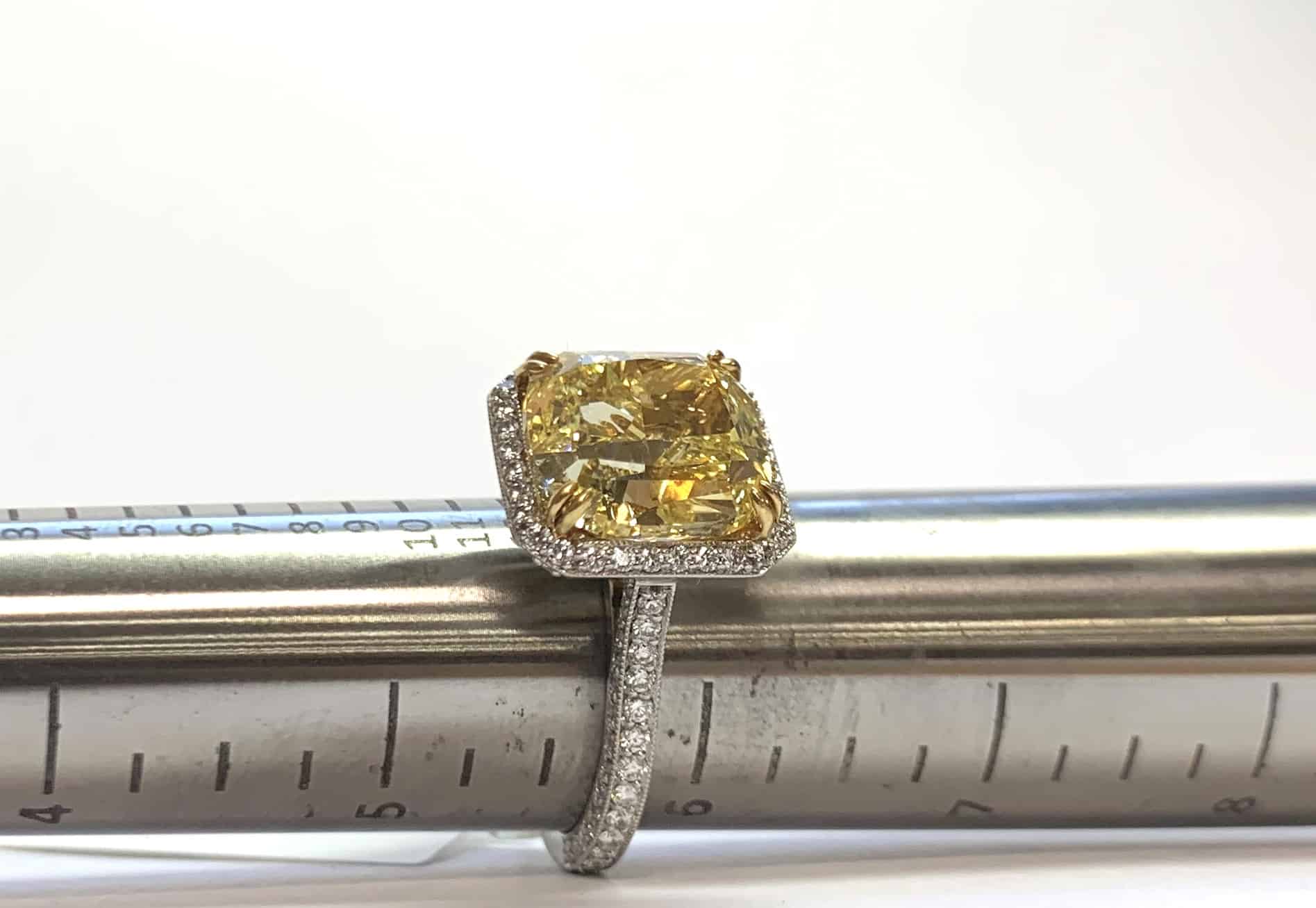 6.12ct Fancy Intense Yellow Cushion Cut Diamond from Abe Mor