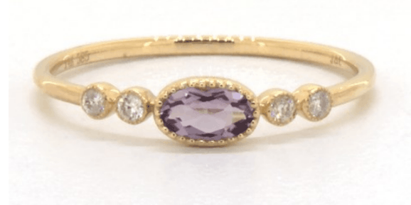 Amethyst Bezel Diamond Ring by Brevani