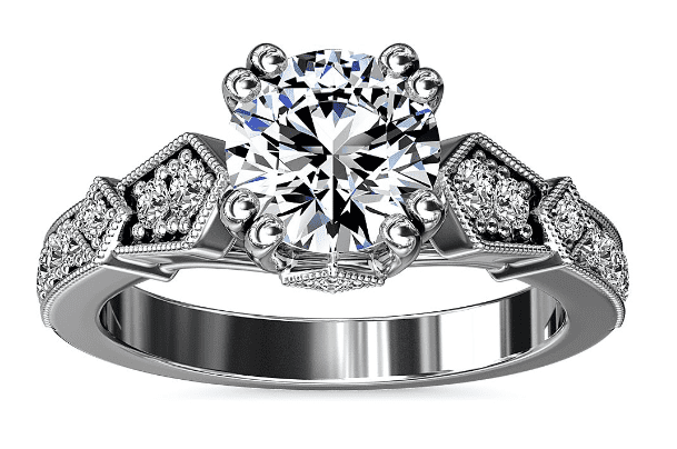 Art-Deco Inspired Double Prong Diamond Engagement Ring