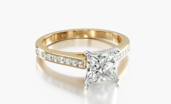 $15k Channel yellow gold ring with princess cut diamonds