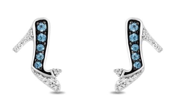 Diamond and Blue Topaz Disney earrings Cinderella