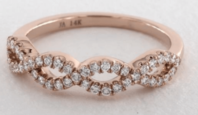 14K Rose Gold Pave Infinity Diamond Wedding Ring