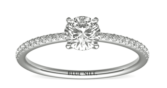 simple thin pavé engagement ring