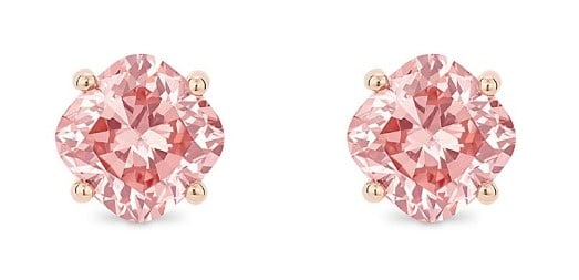Lab-Grown Pink Diamond Cushion Solitaire Stud Earrings