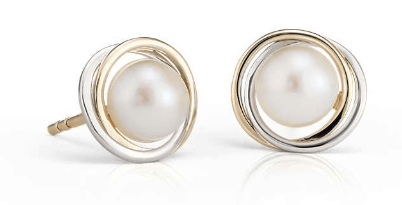 Freshwater Cultured Pearl Two-Tone Halo Stud Earrings