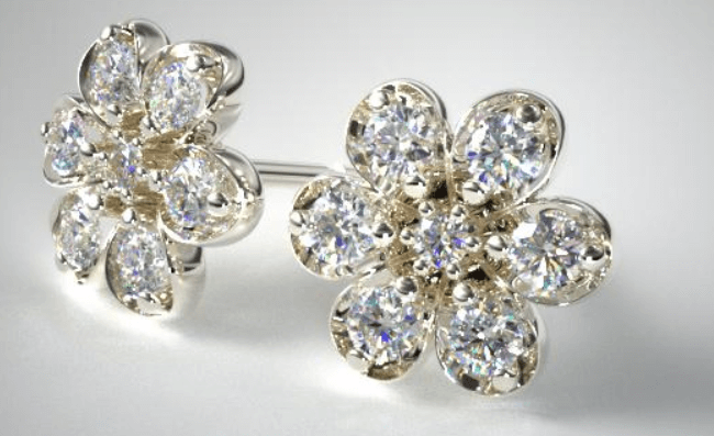 Push Present Diamond Flower Earrings