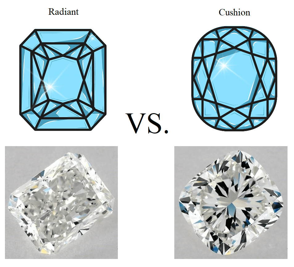 radiant vs cushion cut diamond