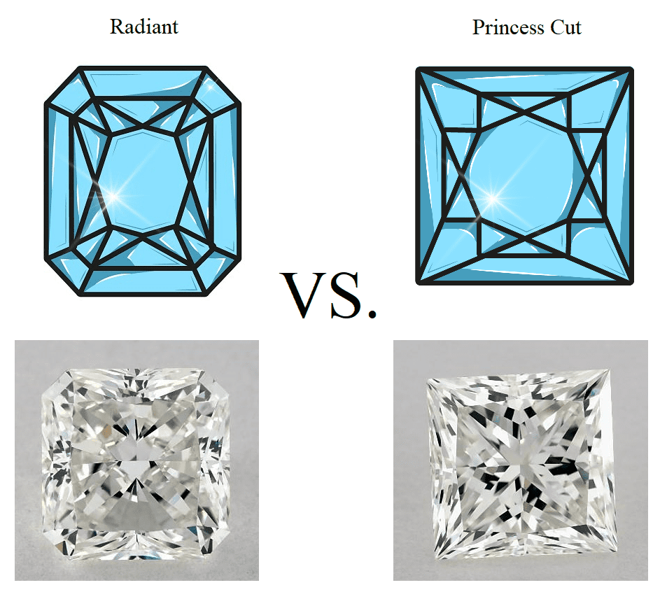 radiant vs. princess cut diamond