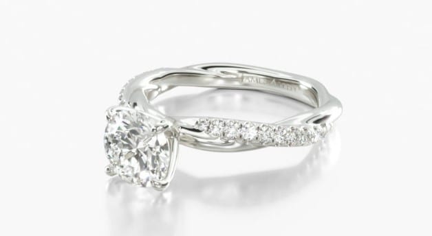 Pavé Rope Engagement Ring White Gold