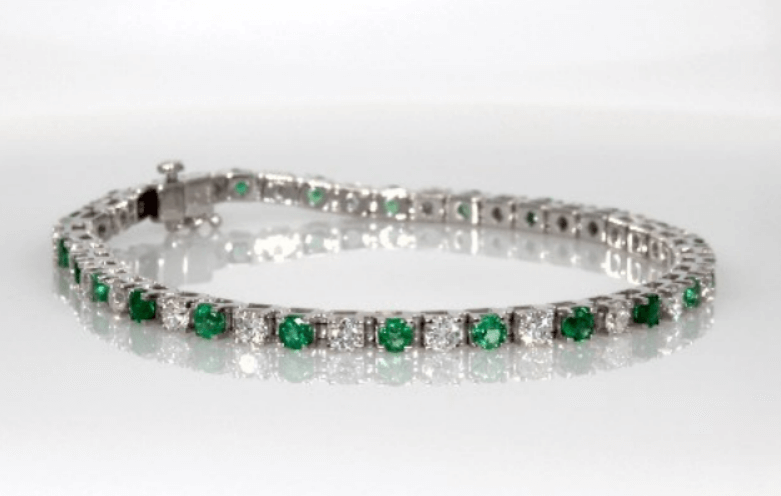 Emerald & Diamond Bangle Gemstone Bracelet