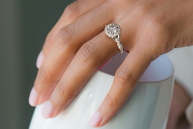 Milgrain Vintage Halo Engagement Ring
