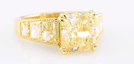 Fancy Light Yellow Trapezoid Side Stone Ring from Leibish
